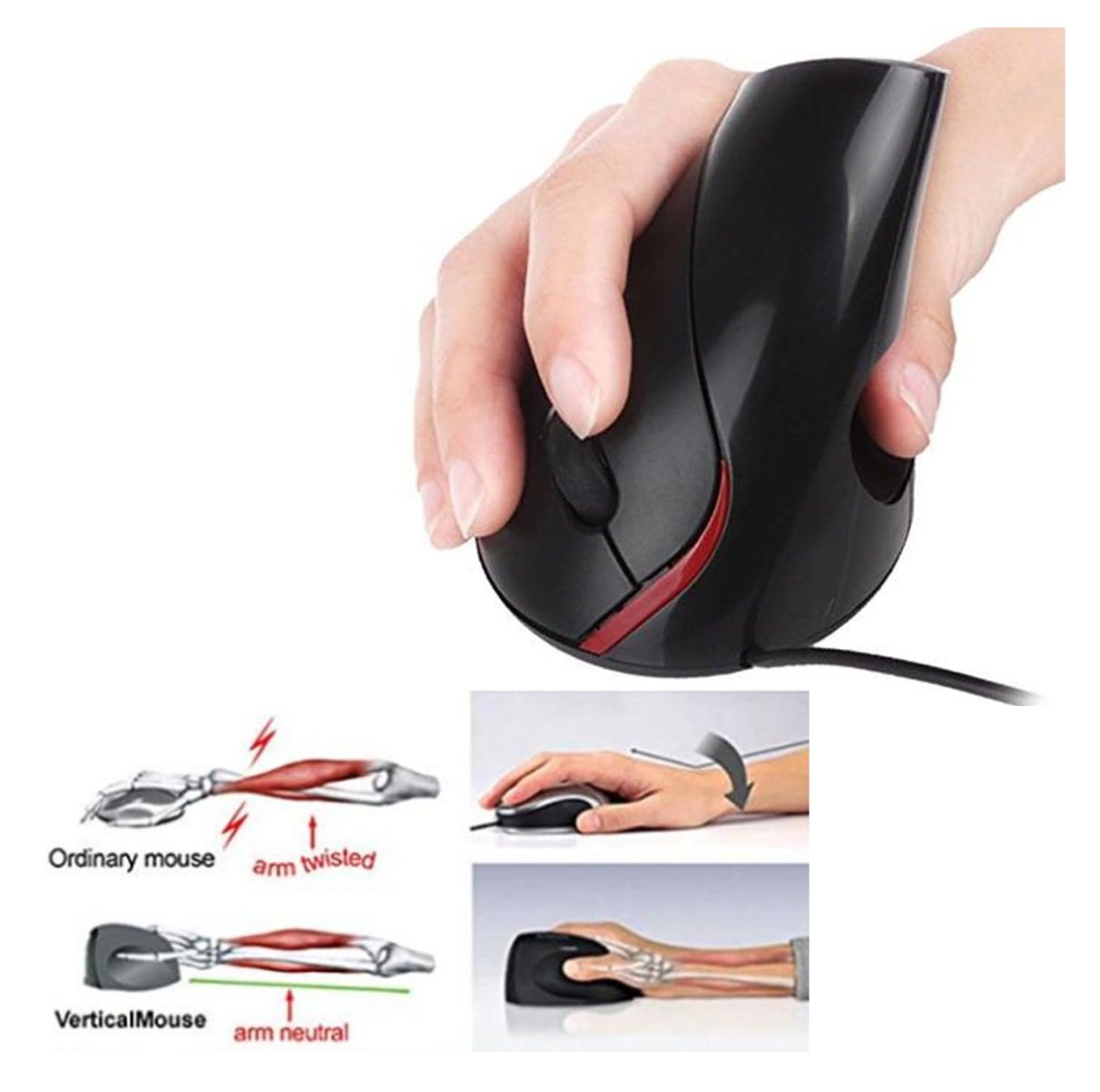 Miniatura 2 de Mouse Vertical Alámbrico Ergonómico 5 Bo